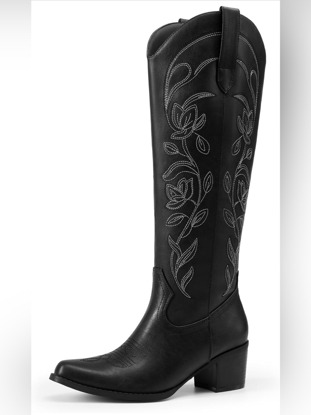 Dream Pairs Black Over-the-Knee Western Embroidered Boots